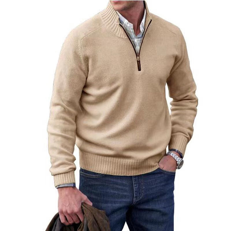 Men's Zipper Stand up Collar Sweater Wool