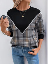Load image into Gallery viewer, Plaid Round Neck Long Sleeve Sweatshirt
