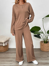 Load image into Gallery viewer, Quarter Button Long Sleeve Top and Pants Set
