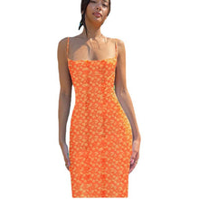 Load image into Gallery viewer, Slim fit suspender printed backless dress for women
