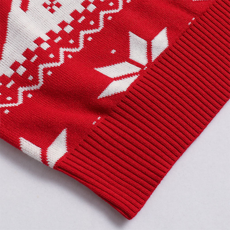 Ladies' Christmas sweater jacquard reindeer pullover warm knit sweater