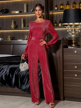 Load image into Gallery viewer, Perfee Cutout Round Neck Long Sleeve Jumpsuit
