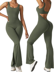 Women's sleeveless flared jumpsuit sexy backless vest