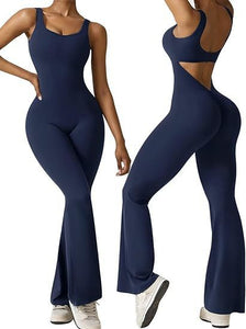 Women's sleeveless flared jumpsuit sexy backless vest
