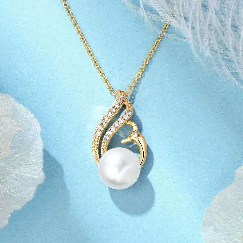 Little Swan White Freshwater Pearl Necklace