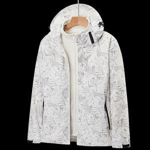 Men's Windproof And Waterproof Single Two-Piece Stand Collar Hooded Autumn And Winter Coat Printed LOGO