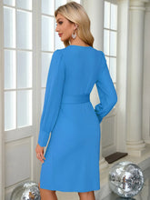 Load image into Gallery viewer, Slit V-Neck Long Sleeve Knee Length Dress
