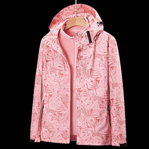 Men's Windproof And Waterproof Single Two-Piece Stand Collar Hooded Autumn And Winter Coat Printed LOGO