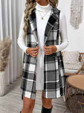 Load image into Gallery viewer, Perfee Tied Plaid Vest Coat
