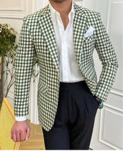 Load image into Gallery viewer, Men&#39;s Single Row Two Button Plaid Blazer
