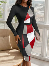 Load image into Gallery viewer, Autumn slimming temperament commuting geometric figure high waisted long skirt
