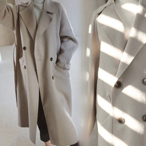 New medium length loose cashmere woolen coat