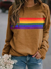 Load image into Gallery viewer, Colorful striped printed round neck pullover long sleeved sweatshirt
