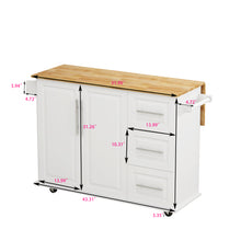 Load image into Gallery viewer, Kitchen Island Cart with 2 Door Cabinet and Three Drawers,43.31 Inch Width with Spice Rack,Towel Rack (White)
