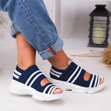 Load image into Gallery viewer, Summer flat bottom elastic thick sole sports fish mouth shoes
