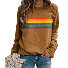 Load image into Gallery viewer, Colorful striped printed round neck pullover long sleeved sweatshirt
