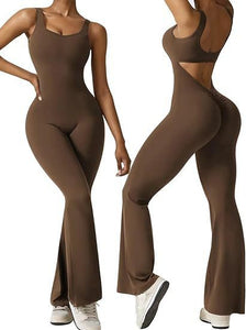 Women's sleeveless flared jumpsuit sexy backless vest