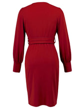 Load image into Gallery viewer, Slit V-Neck Long Sleeve Knee Length Dress
