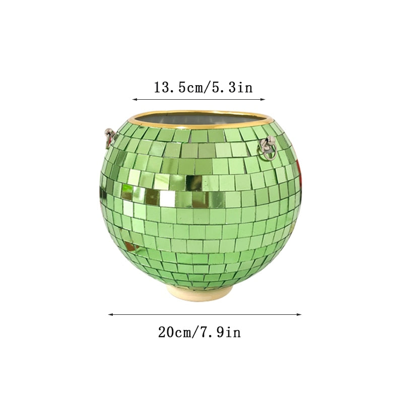 5 Colors Christmas Decor Disco Ball Planter Vase Wall Hanging Planter Pot Flower Pots Rope Hanging Flowerpot Balcony Home Decor