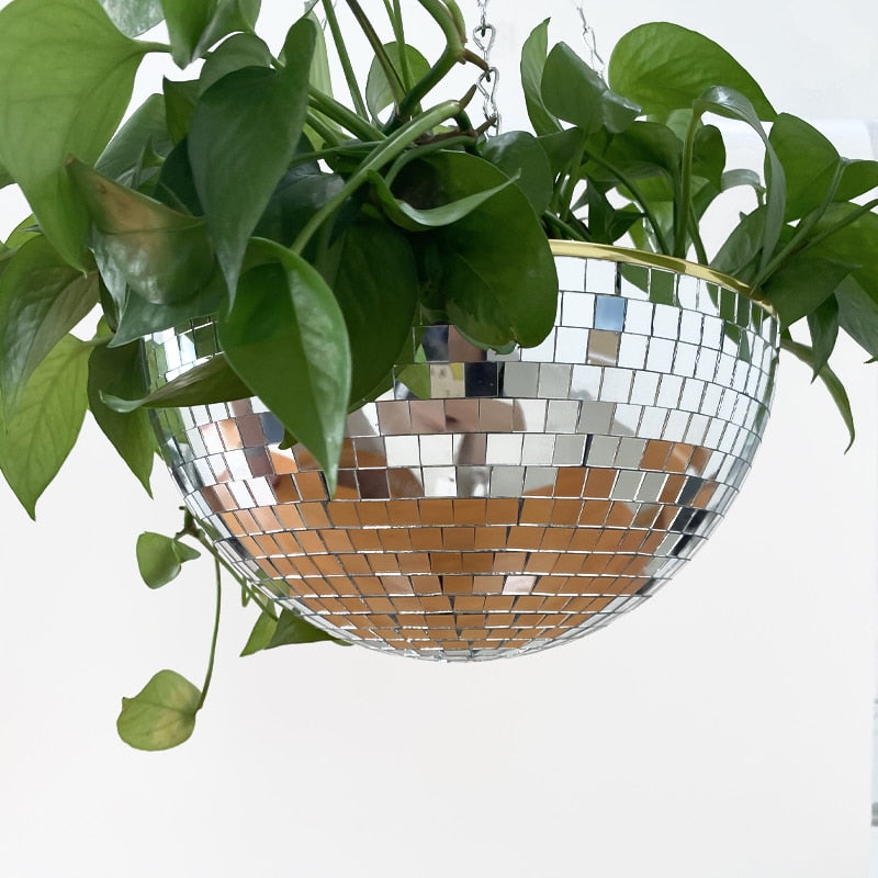 5 Colors Christmas Decor Disco Ball Planter Vase Wall Hanging Planter Pot Flower Pots Rope Hanging Flowerpot Balcony Home Decor