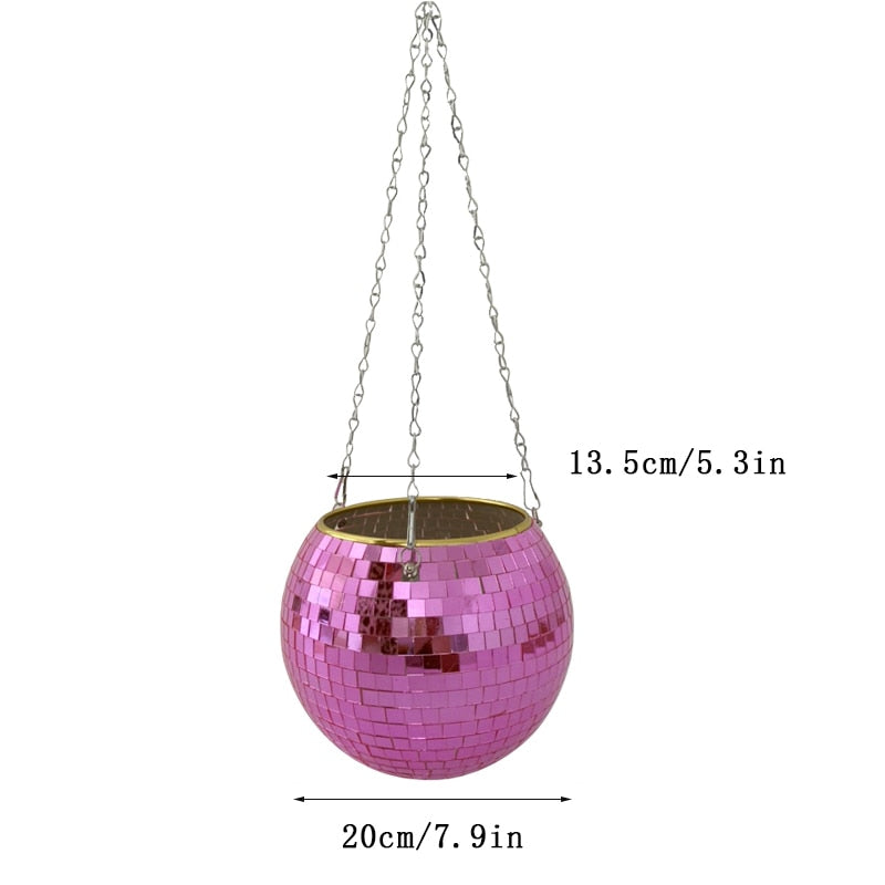 5 Colors Christmas Decor Disco Ball Planter Vase Wall Hanging Planter Pot Flower Pots Rope Hanging Flowerpot Balcony Home Decor