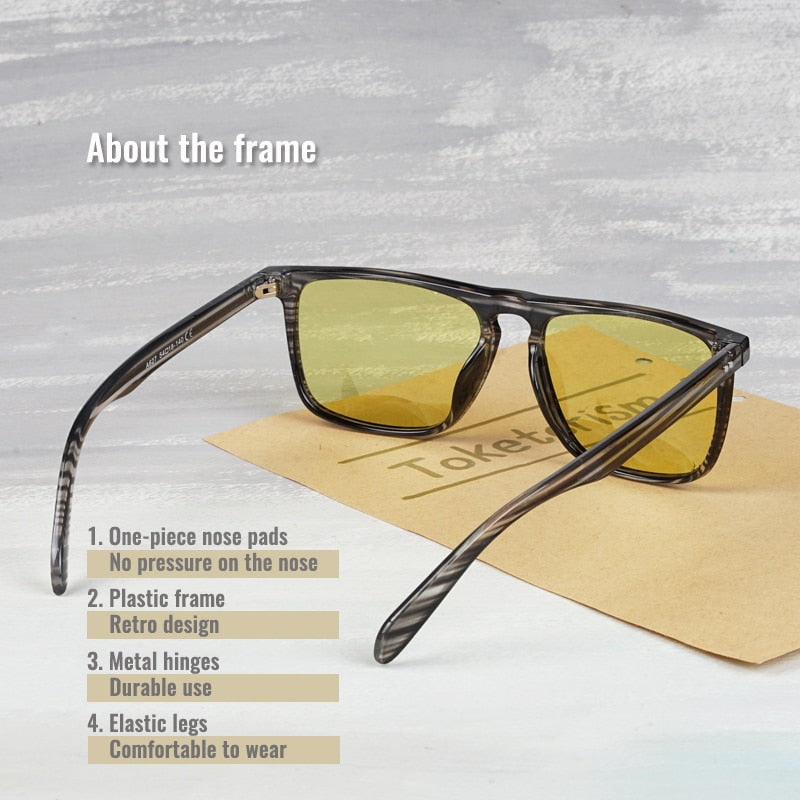 Toketorism Day and Night Photochromic Sunglasses Polarized Yellow Glasses for Driving