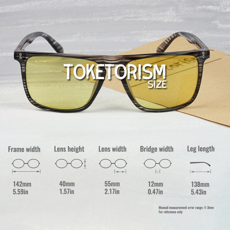 Toketorism Day and Night Photochromic Sunglasses Polarized Yellow Glasses for Driving
