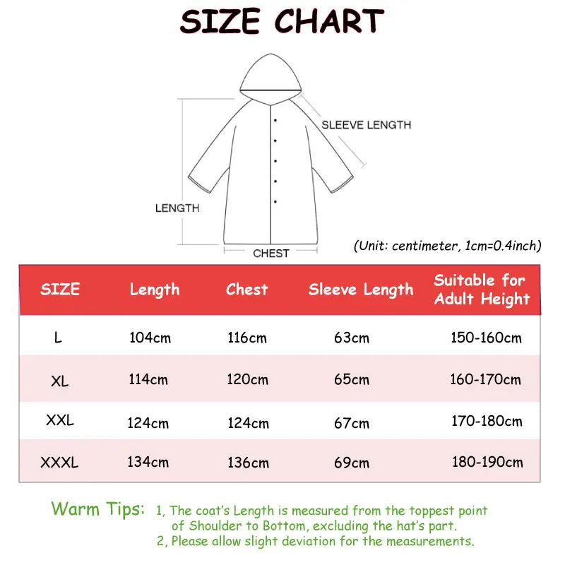 Black Fashion Adult Waterproof Long Raincoat Women Men Rain Coat
