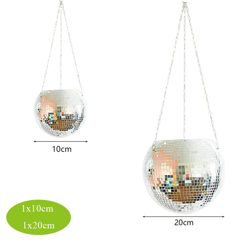 5 Colors Christmas Decor Disco Ball Planter Vase Wall Hanging Planter Pot Flower Pots Rope Hanging Flowerpot Balcony Home Decor