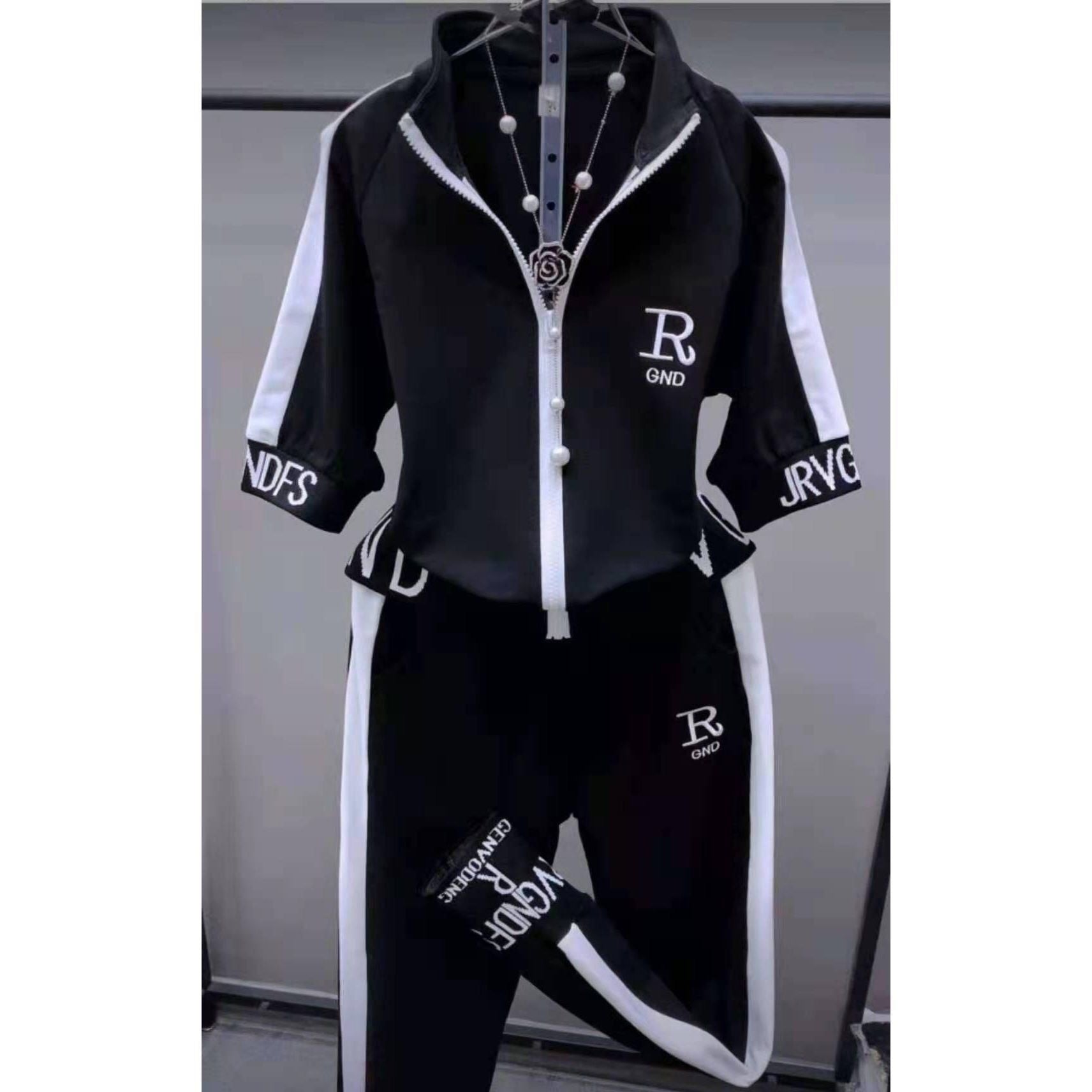 2023 Summer New Women Tracksuit Loose Fashion Casual Short Sleeve Hooded Top Pants