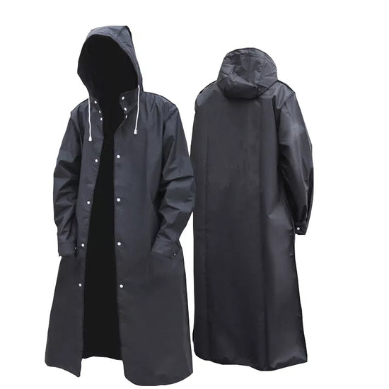 Black Fashion Adult Waterproof Long Raincoat Women Men Rain Coat