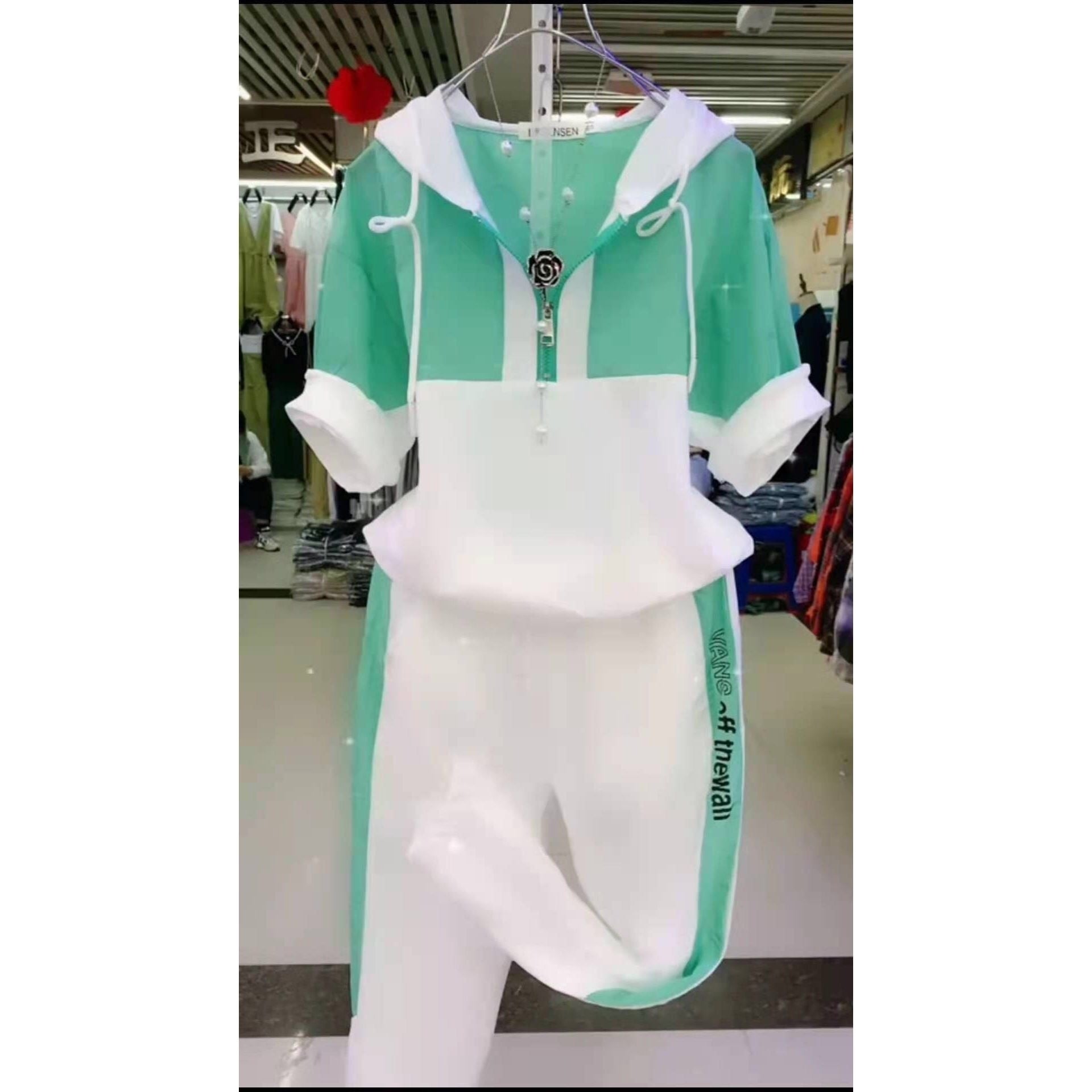 2023 Summer New Women Tracksuit Loose Fashion Casual Short Sleeve Hooded Top Pants