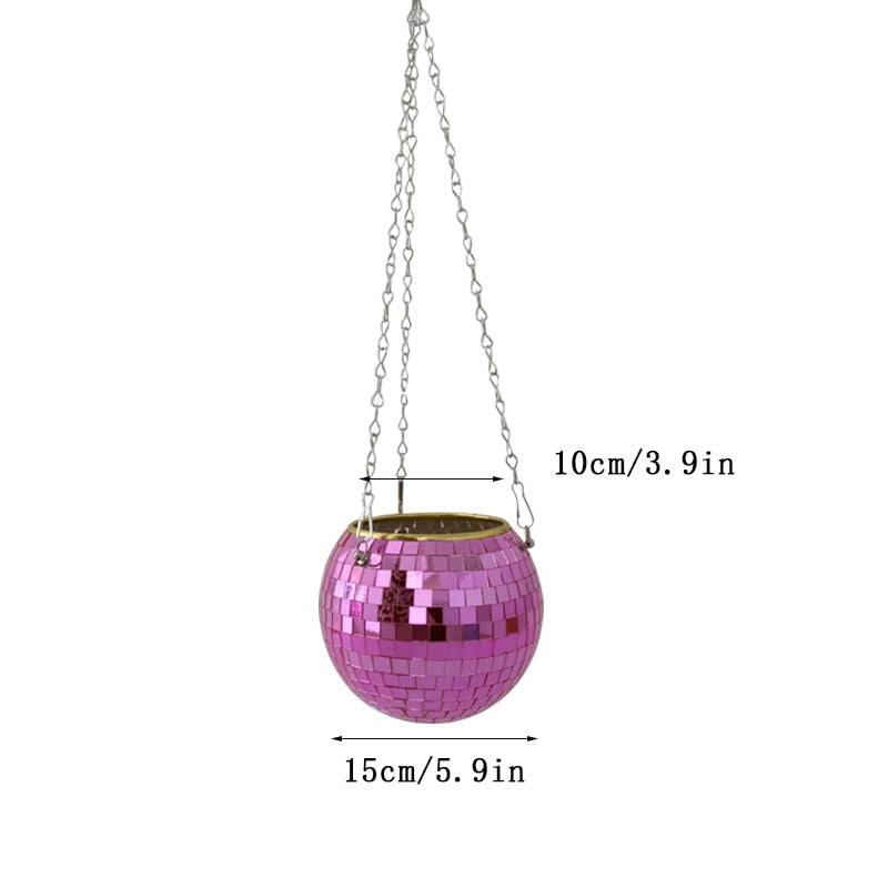 5 Colors Christmas Decor Disco Ball Planter Vase Wall Hanging Planter Pot Flower Pots Rope Hanging Flowerpot Balcony Home Decor