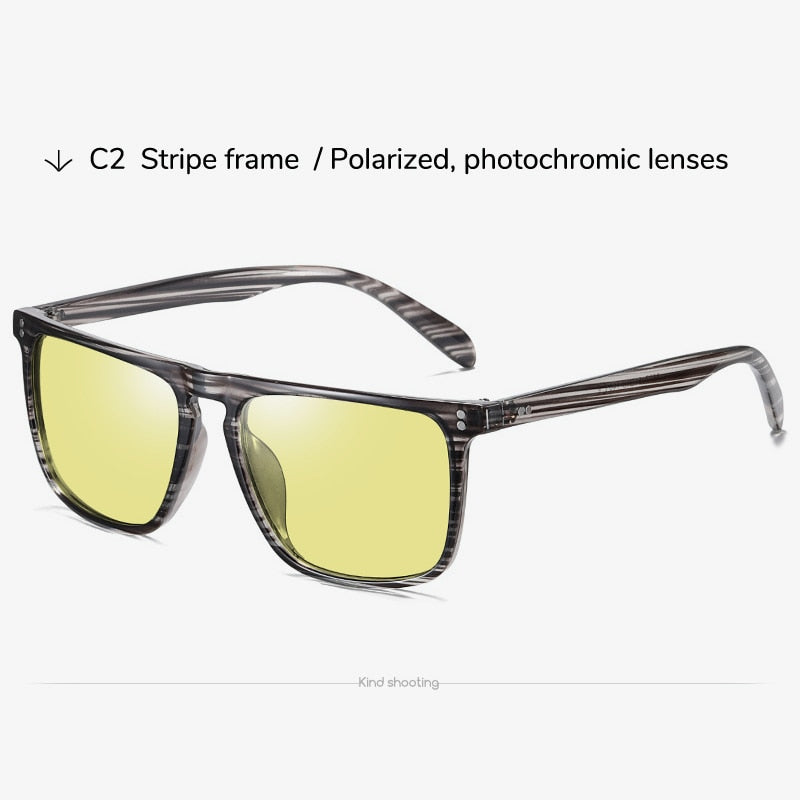 Toketorism Day and Night Photochromic Sunglasses Polarized Yellow Glasses for Driving