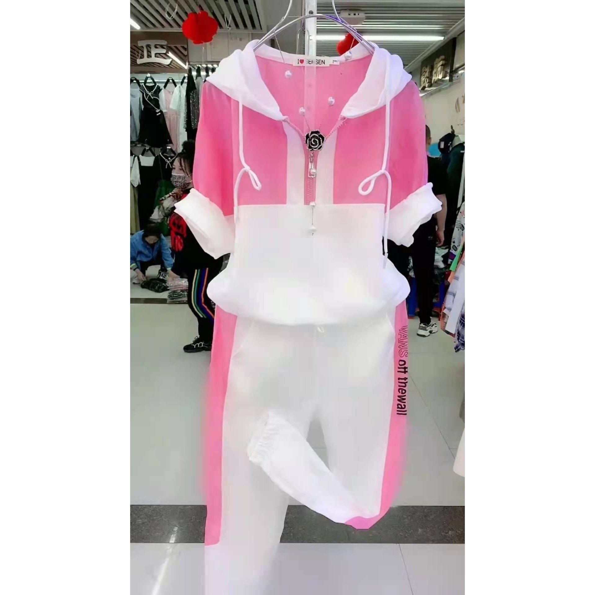 2023 Summer New Women Tracksuit Loose Fashion Casual Short Sleeve Hooded Top Pants
