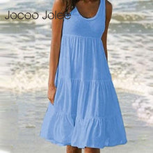 Load image into Gallery viewer, Jocoo Jolee Women Causual O Neck Sleeveless Ruffles Mini Dress
