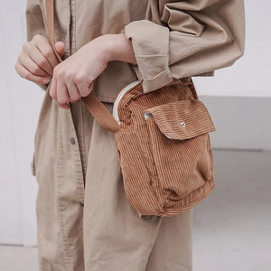 Women Corduroy Flap Shoulder Bag Canvas Lining