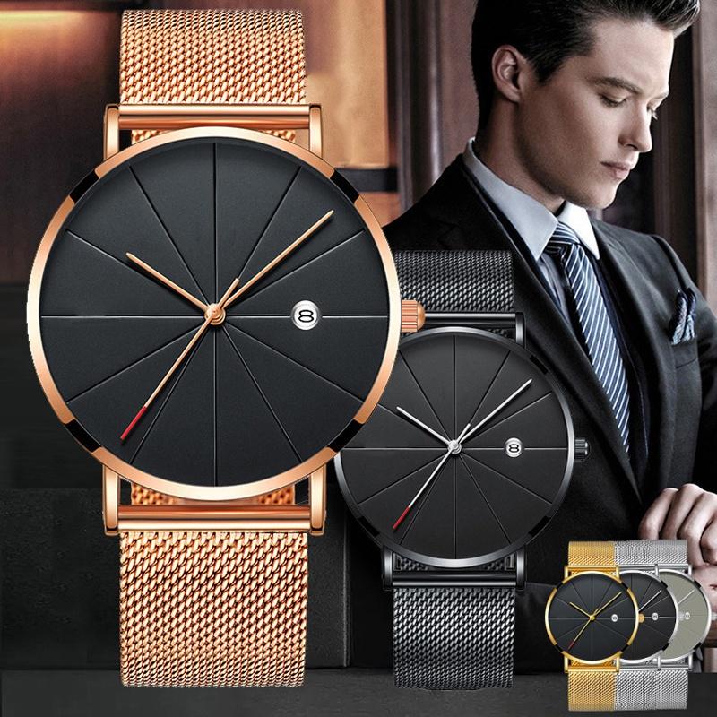 Stainless Steel Quartz Wristwatches Fashion Gold Men Watches Ultra-thin