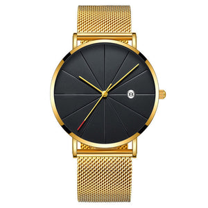 Stainless Steel Quartz Wristwatches Fashion Gold Men Watches Ultra-thin