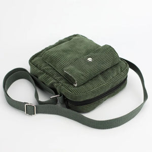 Women Corduroy Flap Shoulder Bag Canvas Lining