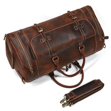 Load image into Gallery viewer, Luufan Genuine Leather Men&#39;s Travel Bag With Shoe Pocket
