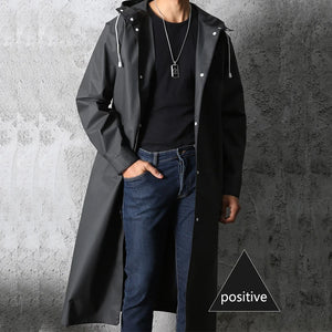 Black Fashion Adult Waterproof Long Raincoat Women Men Rain Coat