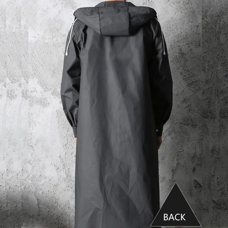 Black Fashion Adult Waterproof Long Raincoat Women Men Rain Coat