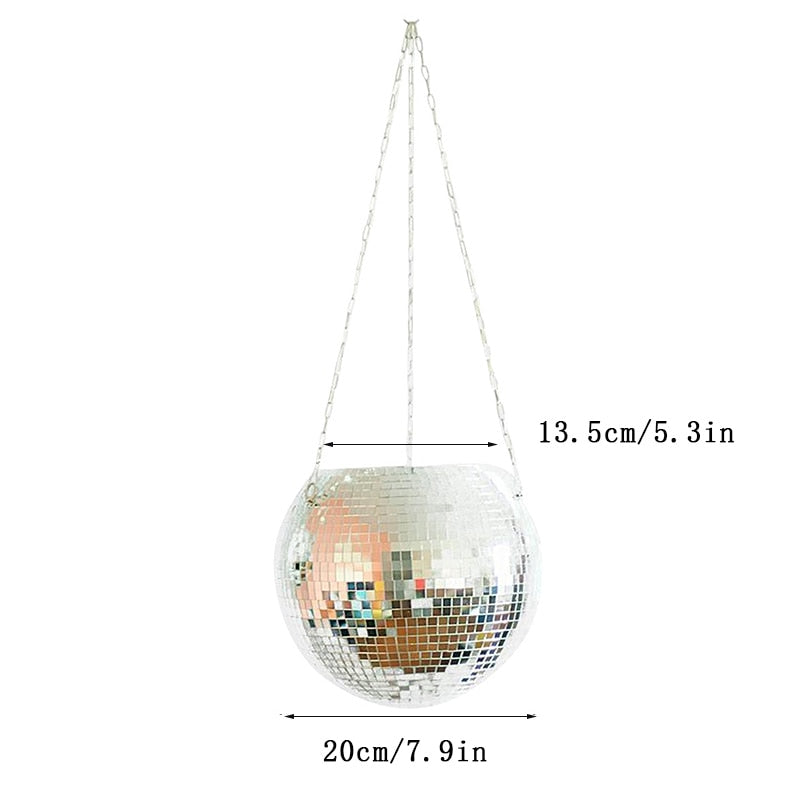 5 Colors Christmas Decor Disco Ball Planter Vase Wall Hanging Planter Pot Flower Pots Rope Hanging Flowerpot Balcony Home Decor