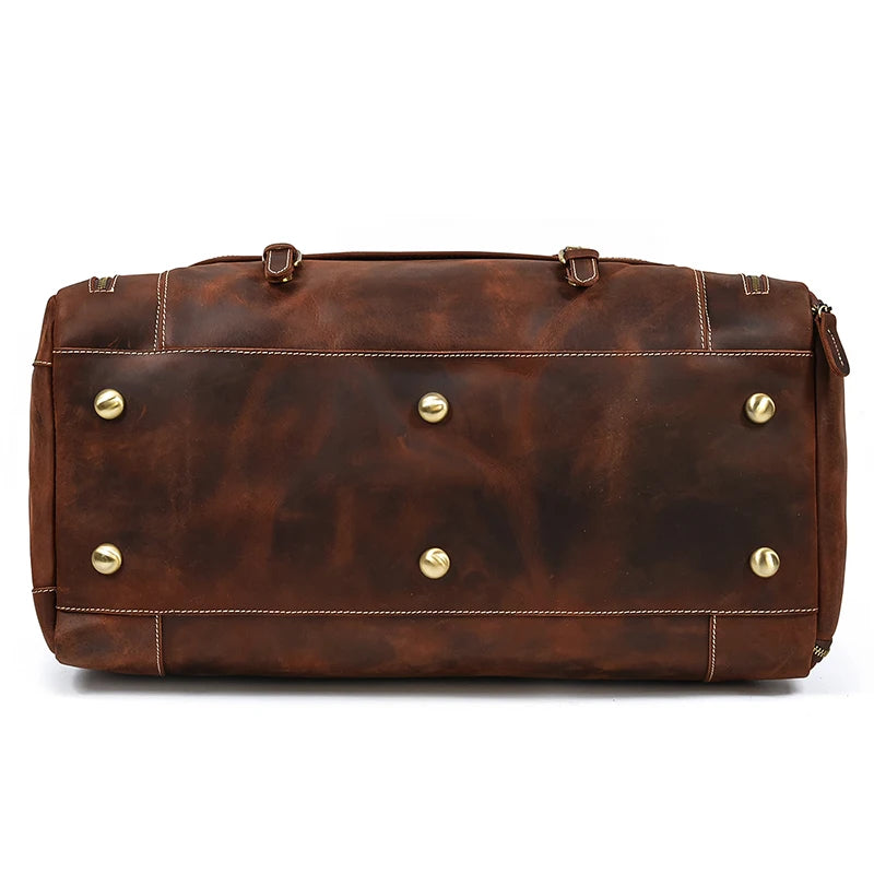Luufan Genuine Leather Men's Travel Bag With Shoe Pocket