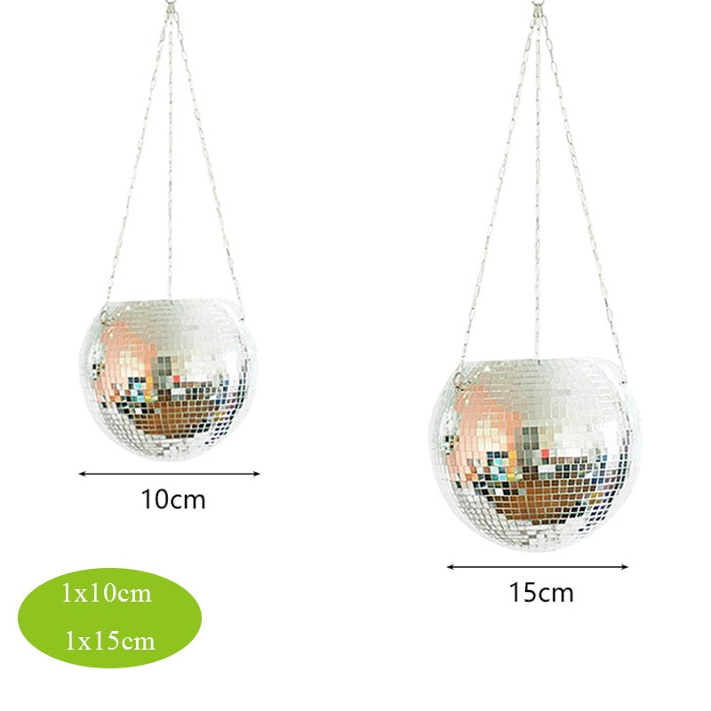 5 Colors Christmas Decor Disco Ball Planter Vase Wall Hanging Planter Pot Flower Pots Rope Hanging Flowerpot Balcony Home Decor