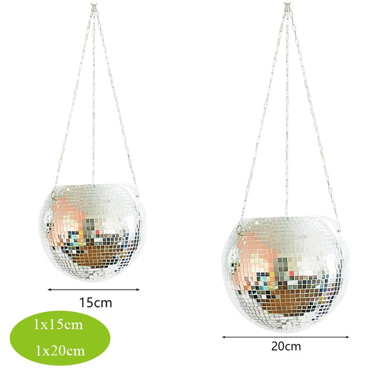 5 Colors Christmas Decor Disco Ball Planter Vase Wall Hanging Planter Pot Flower Pots Rope Hanging Flowerpot Balcony Home Decor