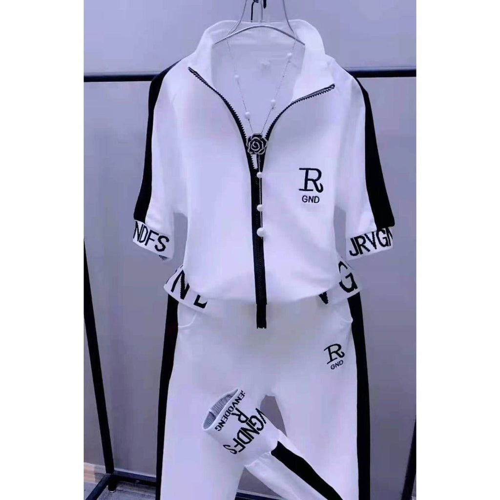 2023 Summer New Women Tracksuit Loose Fashion Casual Short Sleeve Hooded Top Pants