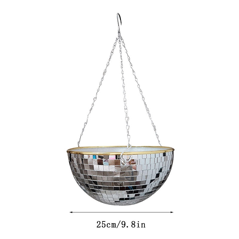 5 Colors Christmas Decor Disco Ball Planter Vase Wall Hanging Planter Pot Flower Pots Rope Hanging Flowerpot Balcony Home Decor