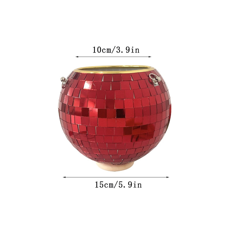 5 Colors Christmas Decor Disco Ball Planter Vase Wall Hanging Planter Pot Flower Pots Rope Hanging Flowerpot Balcony Home Decor